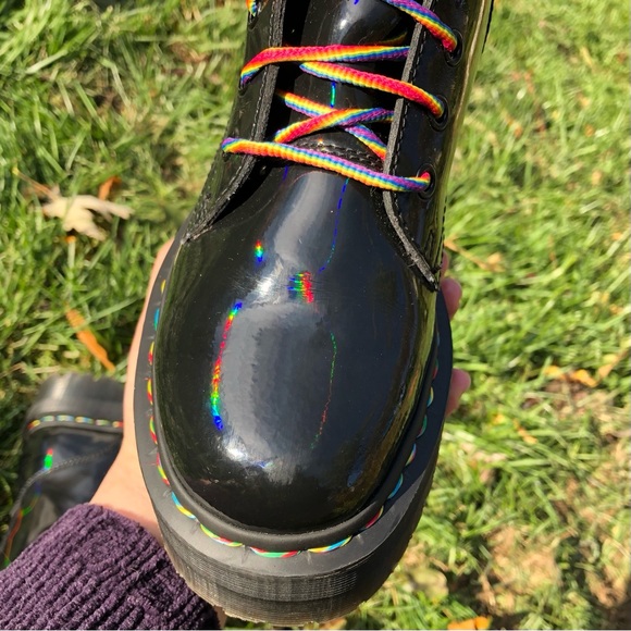 Dr. Martens Jadon Hi Rainbow Patent Platform Boots - Picture 8 of 16